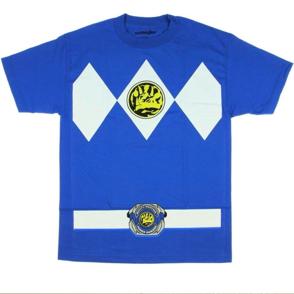 Mighty Morphin Power Rangers  Mens Blue Tee Size Large